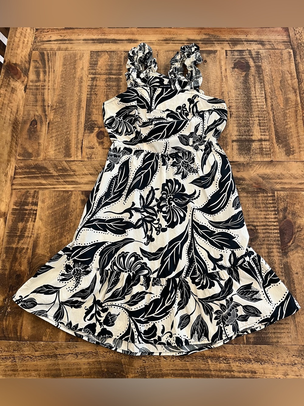 Who What Wear Black and White Floral Sundress 100% Cotton